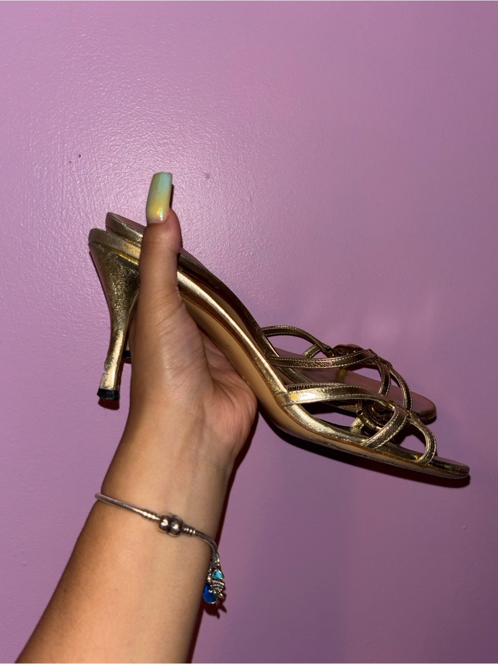 Gucci Metallic Gold Leather Slip-On Mules with Double G - Picture 3 of 6